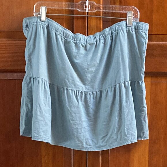 Light Blue Drawstring Cotton Mini Skirt - Size Large - No tags - Picture 4 of 7